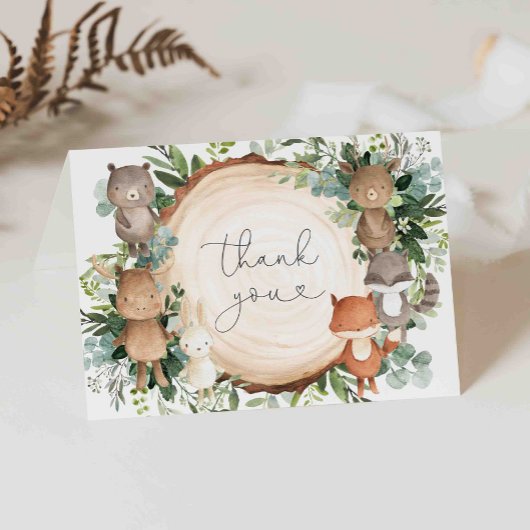 Woodland Baby shower Hartelijk dank Bedankkaart