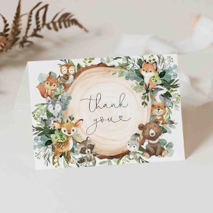 Woodland Baby shower Hartelijk dank Bedankkaart
