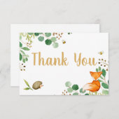Woodland Baby shower Hartelijk dank Informatiekaartje (Voorkant / Achterkant)