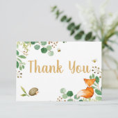 Woodland Baby shower Hartelijk dank Informatiekaartje (Staand voorkant)