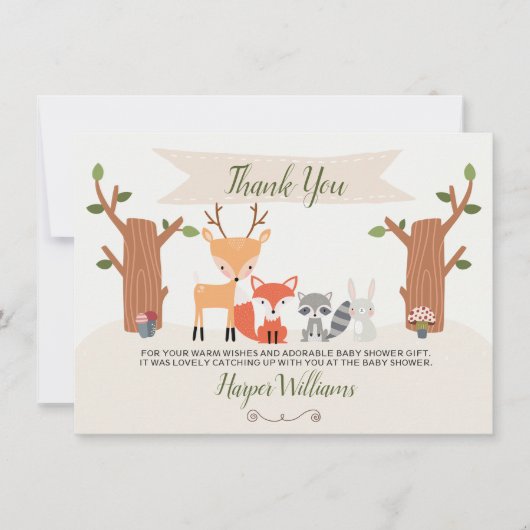 Woodland Baby shower Hartelijk dank Kaart (Voorkant)