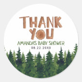 Woodland Baby shower Hartelijk dank Ronde Sticker (Voorkant)