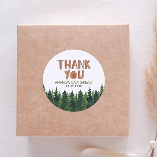Woodland Baby shower Hartelijk dank Ronde Sticker
