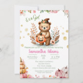 Woodland Baby shower Herfst Pompoen Meisje Kaart (Voorkant)