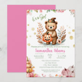 Woodland Baby shower Herfst Pompoen Meisje Kaart (Voorkant / Achterkant)
