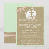 Woodland Baby shower Herten en Burlap Kaart (Voorkant / Achterkant)