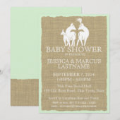 Woodland Baby shower Herten en Burlap Kaart (Voorkant / Achterkant)