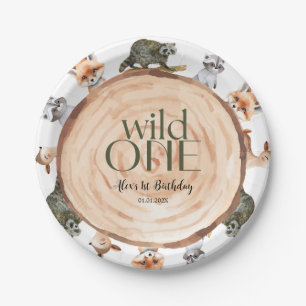 Woodland Baby shower Het is een jongen! Wild One V Papieren Bordje