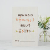 Woodland Baby shower Hoe groot is mama's Belly Gam (Staand voorkant)