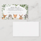 Woodland Baby shower Hoe groot is mama's buik Kaar Informatiekaartje (Voorkant / Achterkant)