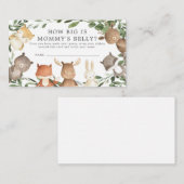 Woodland Baby shower Hoe groot is mama's buik Kaar Informatiekaartje (Voorkant / Achterkant)