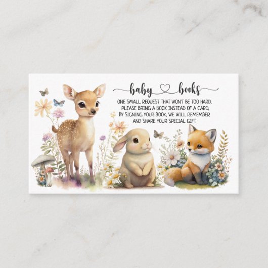 Woodland Baby shower I Birthday Book request Informatiekaartje (Voorkant)