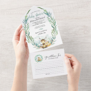 Woodland Baby shower Invitation & Advice Kaart