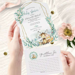 Woodland Baby shower Invitation & Advice Kaart