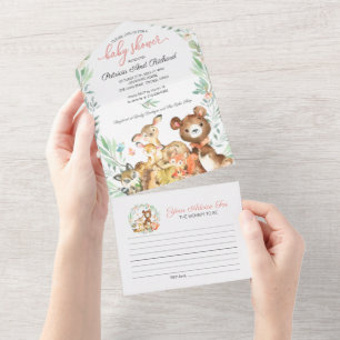 Woodland Baby shower Invitation & Advice Kaart