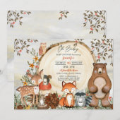 Woodland Baby shower Invitation Baby Woodland Kaart (Voorkant / Achterkant)