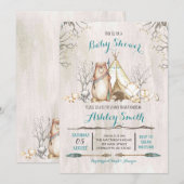 Woodland Baby shower Invitation, beer boy Kaart (Voorkant / Achterkant)