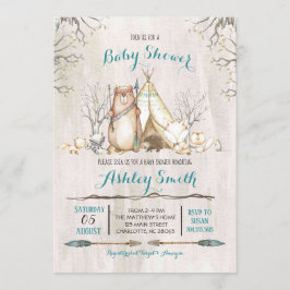 Woodland Baby shower Invitation, beer boy Kaart
