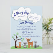 Woodland Baby shower Invitation - Bos Dieren Kaart (Staand voorkant)