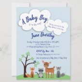 Woodland Baby shower Invitation - Bos Dieren Kaart (Voorkant)