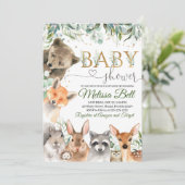 Woodland Baby shower Invitation Boy, Beer Fox Kaart (Staand voorkant)
