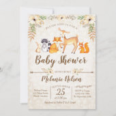Woodland Baby shower Invitation Deer Fox Animal Kaart (Voorkant)
