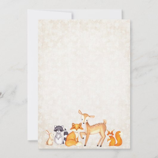 Woodland Baby shower Invitation Deer Fox Animal Kaart (Achterkant)