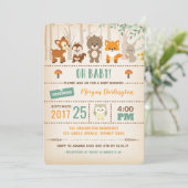 Woodland Baby shower Invitation Forest Animals Kaart (Staand voorkant)