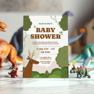 Woodland Baby shower Invitation - Forest Deer Them Kaart