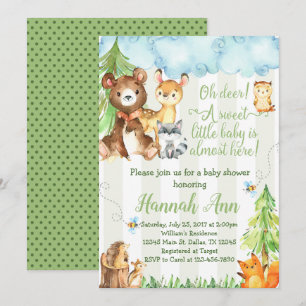 Woodland Baby shower Invitation Forest Friends Kaart