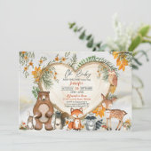 Woodland Baby shower Invitation Gender Neutral Kaart (Staand voorkant)