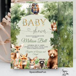 Woodland Baby shower Invitation, Genderneutraal WO Kaart