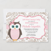 Woodland baby shower Invitation Girl Pink Brown Kaart (Voorkant)