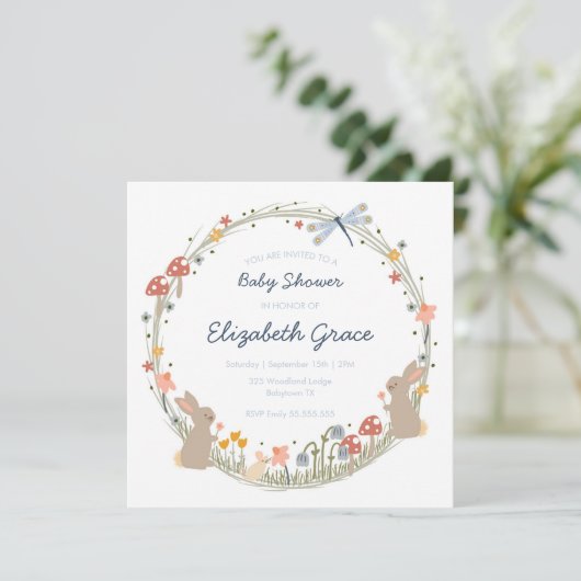 Woodland Baby shower Invitation Kaart (Staand voorkant)