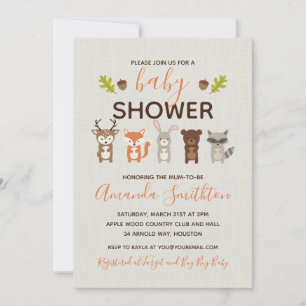 Woodland Baby shower Invitation Kaart