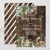 Woodland Baby shower Invitation Kaart (Voorkant / Achterkant)
