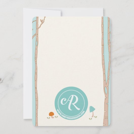 Woodland Baby shower Invitation Kaart (Achterkant)