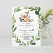 Woodland Baby shower Invitation Kaart (Staand voorkant)