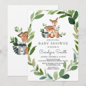 Woodland Baby shower Invitation Kaart (Voorkant / Achterkant)