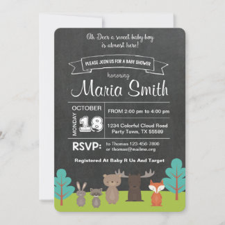 Woodland Baby shower Invitation Kaart