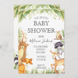 Woodland Baby shower Invitation Kaart