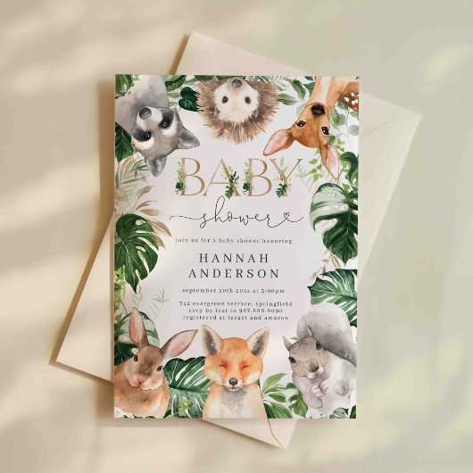 Woodland Baby shower Invitation Kaart