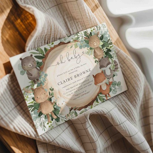 Woodland Baby shower Invitation Kaart