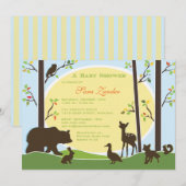 Woodland Baby shower Invitation Kaart (Voorkant / Achterkant)