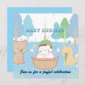 Woodland Baby Shower Invitation Kaart (Voorkant / Achterkant)