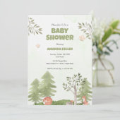 Woodland Baby shower Invitation Kaart (Staand voorkant)