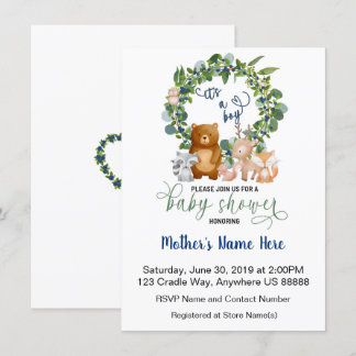 Woodland Baby shower Invitation Kaart