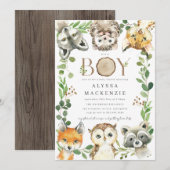 Woodland Baby Shower Invitation Kaart (Voorkant / Achterkant)