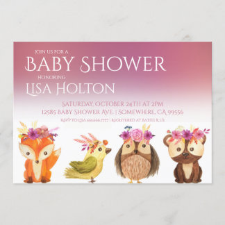 Woodland Baby shower Invitation Kaart