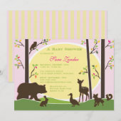 Woodland Baby shower Invitation | Meisje Kaart (Voorkant / Achterkant)